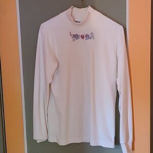 Alfred Dunner Small Off White Long Sleeve Mock Turtle Neck Sweater